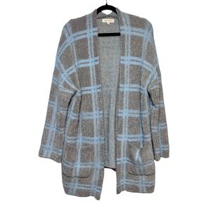 Solitaire Soft Girl Cozy Plaid Cardigan Women's Size S Oversized Preppy Casual